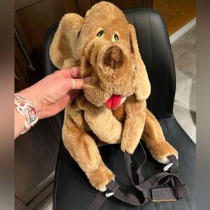 Vintage Brown Plush Dog Backpack